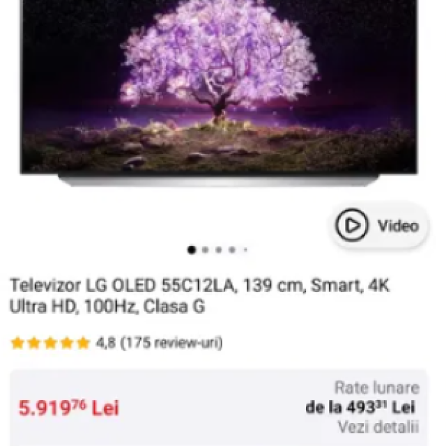 Smart tv Oled LG 55 C1, model 2021, 139cm, Nou